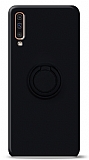 Eiroo Ring Color Samsung Galaxy A50 Yüzük Tutuculu Siyah Silikon Kılıf