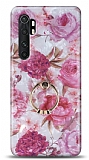 Eiroo Satin Xiaomi Mi Note 10 Lite Pink Roses Yüzük Tutuculu Silikon Kılıf