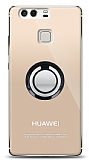 Huawei P9 Siyah Tutuculu Şeffaf Kılıf