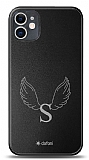Dafoni Metal iPhone 11 Angel Wing Tek Harf Kişiye Özel Kılıf