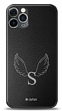 Dafoni Metal iPhone 11 Pro Angel Wing Tek Harf Kişiye Özel Kılıf