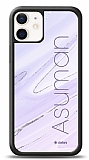 Dafoni Glossy iPhone 12 Mini 5.4 inç Kişiye Özel İsimli Simli Mor Mermer Kılıf