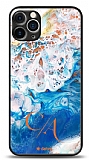 Dafoni Glossy iPhone 12 Pro 6.1 inç Kişiye Özel Çift Harf Simli Okyanus Mermer Kılıf