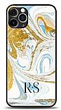 Dafoni Glossy iPhone 12 Pro 6.1 inç Kişiye Özel Harfli Simli Gold Mermer Kılıf
