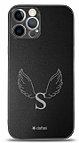 Dafoni Metal iPhone 12 Pro Max 6.7 inç Angel Wing Tek Harf Kişiye Özel Kılıf