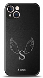 Dafoni Metal iPhone 13 Mini Angel Wing Tek Harf Kişiye Özel Kılıf
