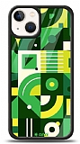 Dafoni Glossy iPhone 13 Mini Green Geometric Pattern Kılıf