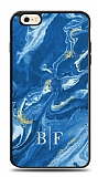 Dafoni Glossy iPhone 6 / 6S Kişiye Özel İki Harf Simli Mavi Mermer Kılıf