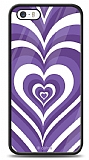 Dafoni Glossy iPhone SE / 5 / 5S Purple Hearts Kılıf