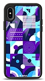 Dafoni Glossy iPhone XS Max Purple Geometric Pattern Kılıf