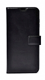 Oppo A96 Cüzdanlı Yan Kapaklı Siyah Deri Kılıf