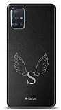 Dafoni Metal Samsung Galaxy A51 Angel Wing Tek Harf Kişiye Özel Kılıf