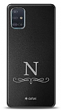 Dafoni Metal Samsung Galaxy A51 Floral Desen Tek Harf Kişiye Özel Kılıf