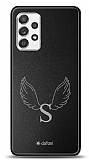 Dafoni Metal Samsung Galaxy A52 5G Angel Wing Tek Harf Kişiye Özel Kılıf