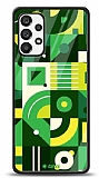 Dafoni Glossy Samsung Galaxy A73 Green Geometric Pattern Kılıf