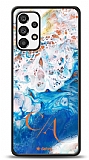 Dafoni Glossy Samsung Galaxy A73 Kişiye Özel Çift Harf Simli Okyanus Mermer Kılıf