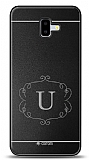 Dafoni Metal Samsung Galaxy J6 Plus Flower Frame Tek Harf Kişiye Özel Kılıf