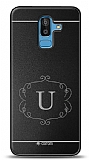 Dafoni Metal Samsung Galaxy J8 Flower Frame Tek Harf Kişiye Özel Kılıf
