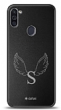 Dafoni Metal Samsung Galaxy M11 Angel Wing Tek Harf Kiiye zel Klf