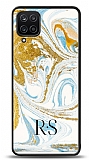Dafoni Glossy Samsung Galaxy M12 Kişiye Özel Harfli Simli Gold Mermer Kılıf