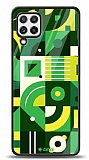 Dafoni Glossy Samsung Galaxy M22 Green Geometric Pattern Kılıf