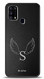 Dafoni Metal Samsung Galaxy M31 Angel Wing Tek Harf Kişiye Özel Kılıf