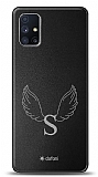 Dafoni Metal Samsung Galaxy M51 Angel Wing Tek Harf Kişiye Özel Kılıf
