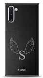 Dafoni Metal Samsung Galaxy Note 10 Angel Wing Tek Harf Kişiye Özel Kılıf