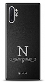 Dafoni Metal Samsung Galaxy Note 10 Plus Floral Desen Tek Harf Kişiye Özel Kılıf