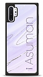 Dafoni Glossy Samsung Galaxy Note 10 Plus Kişiye Özel İsimli Simli Mor Mermer Kılıf