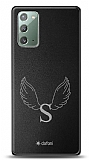 Dafoni Metal Samsung Galaxy Note 20 Angel Wing Tek Harf Kişiye Özel Kılıf