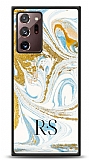 Dafoni Glossy Samsung Galaxy Note 20 Ultra Kişiye Özel Harfli Simli Gold Mermer Kılıf