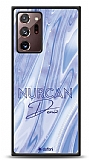 Dafoni Glossy Samsung Galaxy Note 20 Ultra Kiiye zel Simli Cornflower Mermer Klf