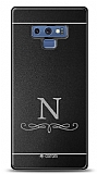 Dafoni Metal Samsung Galaxy Note 9 Floral Desen Tek Harf Kişiye Özel Kılıf