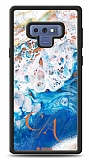 Dafoni Glossy Samsung Galaxy Note 9 Kiiye zel ift Harf Simli Okyanus Mermer Klf