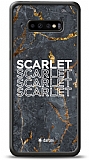 Dafoni Glossy Samsung Galaxy S10 Kiiye zel simli Simli Siyah Mermer Klf