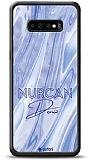 Dafoni Glossy Samsung Galaxy S10 Kişiye Özel Simli Cornflower Mermer Kılıf