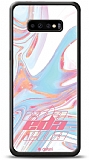 Dafoni Glossy Samsung Galaxy S10 Kişiye Özel Simli Pembe Mermer Kılıf