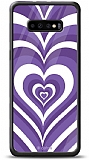 Dafoni Glossy Samsung Galaxy S10 Plus Purple Hearts Kılıf