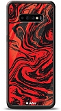 Dafoni Glossy Samsung Galaxy S10 Plus Red Marble Kılıf