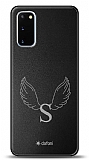 Dafoni Metal Samsung Galaxy S20 Angel Wing Tek Harf Kişiye Özel Kılıf