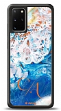 Dafoni Glossy Samsung Galaxy S20 Plus Kiiye zel ift Harf Simli Okyanus Mermer Klf