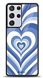 Dafoni Glossy Samsung Galaxy S21 Ultra Blue Hearts Kılıf