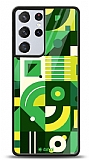 Dafoni Glossy Samsung Galaxy S21 Ultra Green Geometric Pattern Kılıf
