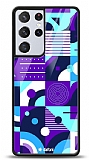 Dafoni Glossy Samsung Galaxy S21 Ultra Purple Geometric Pattern Kılıf