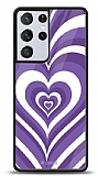 Dafoni Glossy Samsung Galaxy S21 Ultra Purple Hearts Kılıf