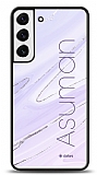 Dafoni Glossy Samsung Galaxy S22 Plus 5G Kişiye Özel İsimli Simli Mor Mermer Kılıf