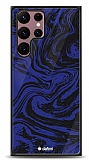 Dafoni Glossy Samsung Galaxy S22 Ultra 5G Navy Blue Marble Kılıf