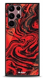 Dafoni Glossy Samsung Galaxy S22 Ultra 5G Red Marble Kılıf