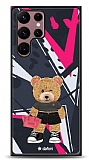 Dafoni Art Samsung Galaxy S22 Ultra 5G Rock And Roll Teddy Bear Kılıf